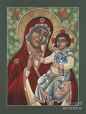 Mary and Jesus Iconic Representation Print