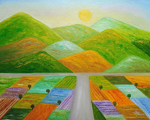 Landscape Painting - Over The Next Hill by Angeles M Pomata