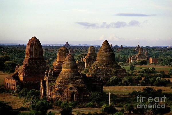 Wall Art featuring the photograph Pagodas Scattered Throughout The Countryside At Sunrise by Sami Sarkis Photography