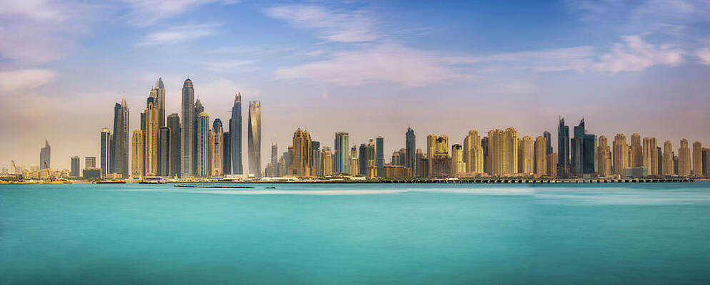 Wall Art featuring the photograph Panorama Of Dubai Marina Photographed From The Palm Jumeirah by Miroslav Liska