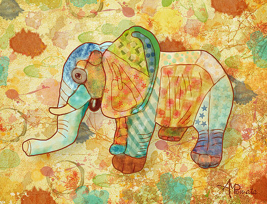 Mixed Media - Patchwork Elephant by Angeles M Pomata