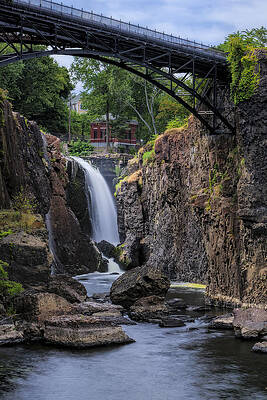 Bridge Over Scenic Waterfall Photograph
