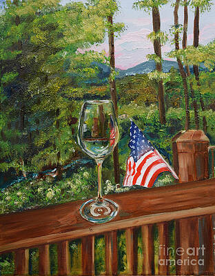 Painting - Star Spangled Wine - Fourth Of July - Blue Ridge Mountains by Jan Dappen