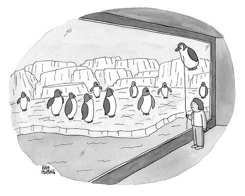 Balloon Wall Art featuring the drawing Penguins by Amy Hwang