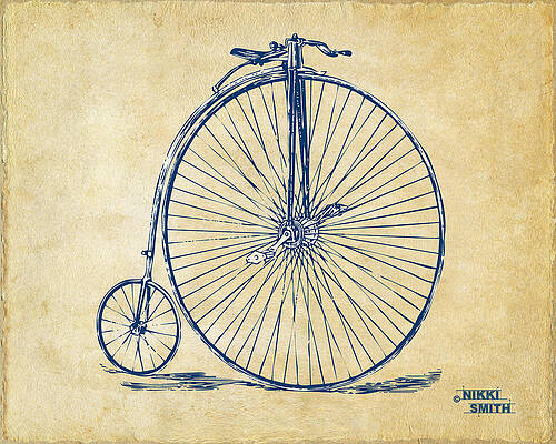 Vintage Penny-Farthing Bicycle Digital Art