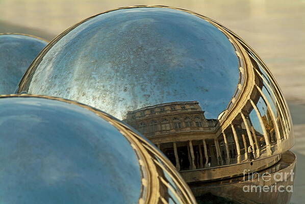 City Photograph - People And Buildings Reflected On The Sphere Sculpture Within The Gardens Of The Palais-Royal by Sami Sarkis Photography