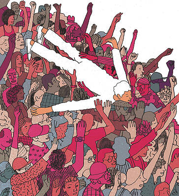 Wall Art featuring the drawing Performer Crowd Surfing by Josh Cochran