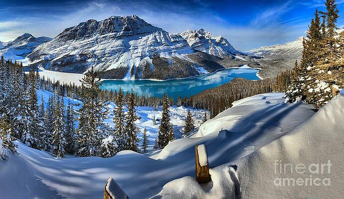 Mountain Wall Art featuring the photograph Peyto Lake Winter Paradise by Adam Jewell
