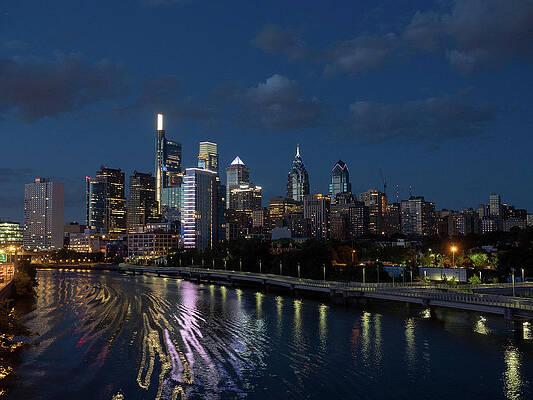Philadelphia Wall Art featuring the photograph Philadelphia Skyscape At Night by Louis Dallara