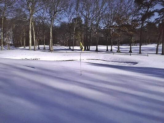 Wall Art featuring the photograph Pine Hills CC Green 3 Snow by Robert Newman
