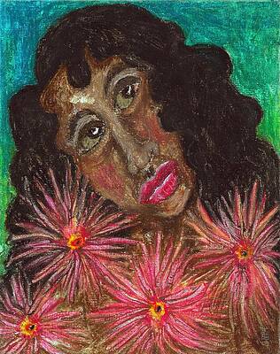 Woman Wall Art featuring the painting Pink Dahlias by Stacey Torres