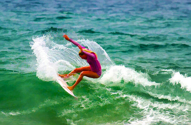San Diego Wall Art featuring the digital art Pink Surfer by Waterdancer