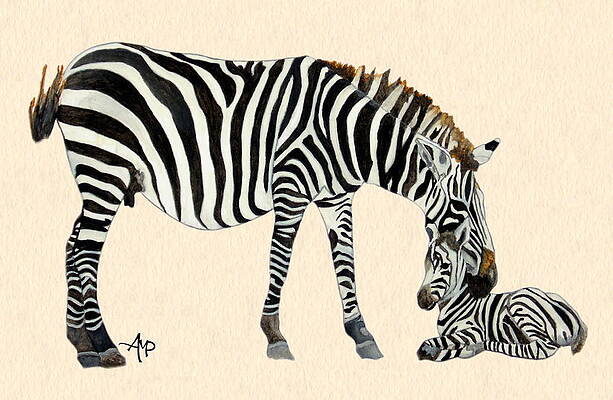 Zebra and Foal Interaction Painting