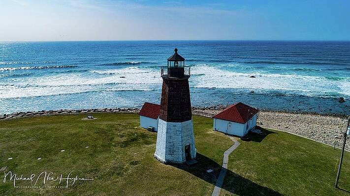 Wall Art featuring the photograph Point Judith Lighthouse #1 by Veterans Aerial Media LLC