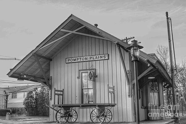 Wall Art featuring the photograph Pompton Plains Railroad Station And Baggage Cart by Christopher Lotito