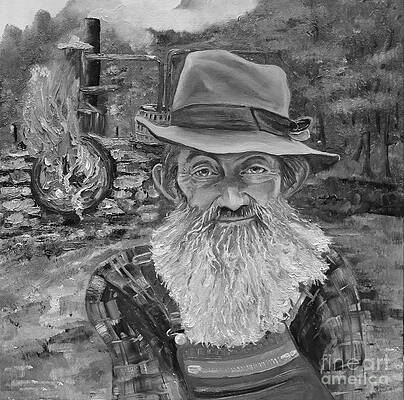Painting - Popcorn Sutton - Black And White - Rocket Fuel by Jan Dappen