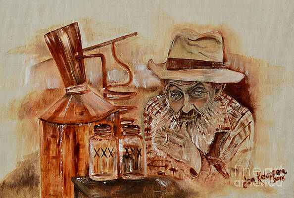 Painting - Popcorn Sutton - Waiting On Shine by Jan Dappen