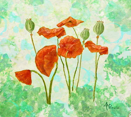 Vibrant Red Poppies in Bloom Mixed Media