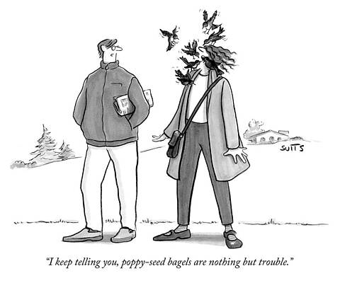 Cartoon Characters and Poppy Seed Bagels Drawing