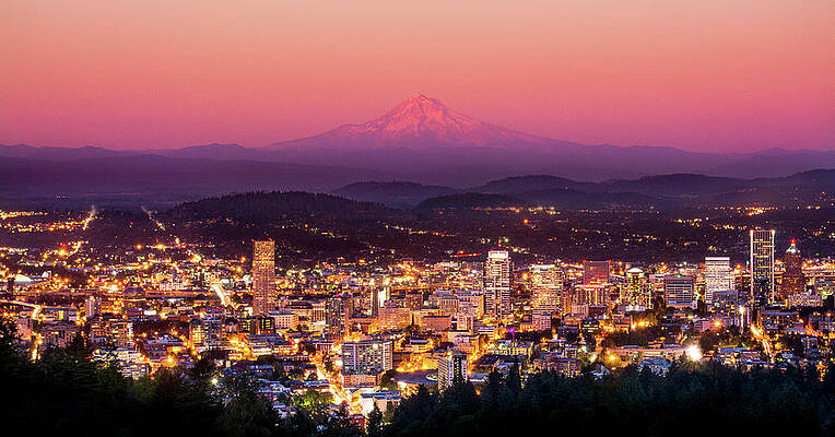 Portland Cityscape with Mount Hood Wall Art