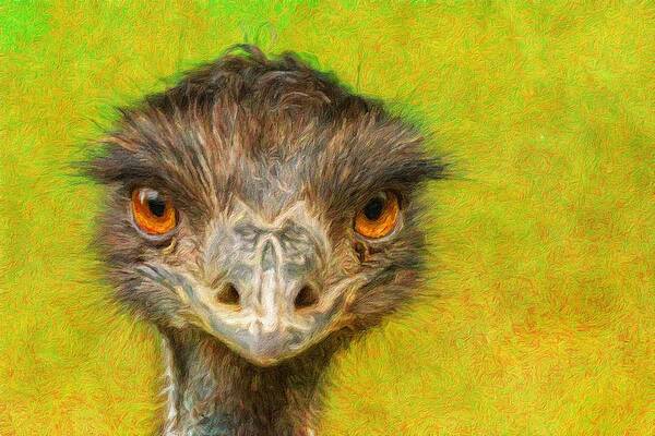 Digital Art - Portrait Of Australian Emu by Miroslav Liska