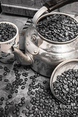 Wall Art featuring the photograph Pot Of Old Coffee Beans by Jorgo Photography