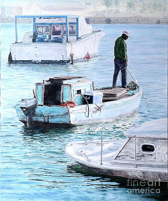 Bahamian Wall Art featuring the painting Potter's Cay Blues by Roshanne Minnis-Eyma