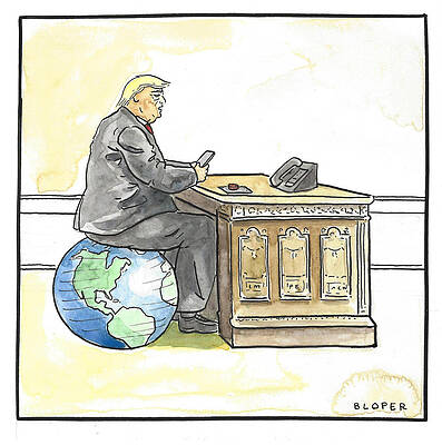 Globe Drawing - President Trump In The Seat Of Power by Brendan Loper