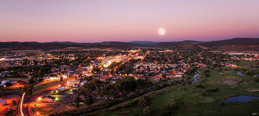 Moonlit Townscape at Dusk Wall Art