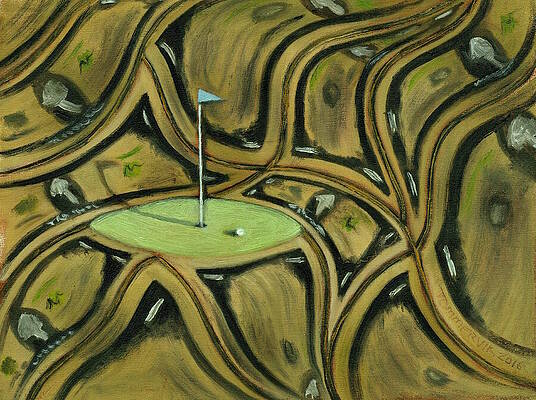 Abstract Golf Course Landscape Painting