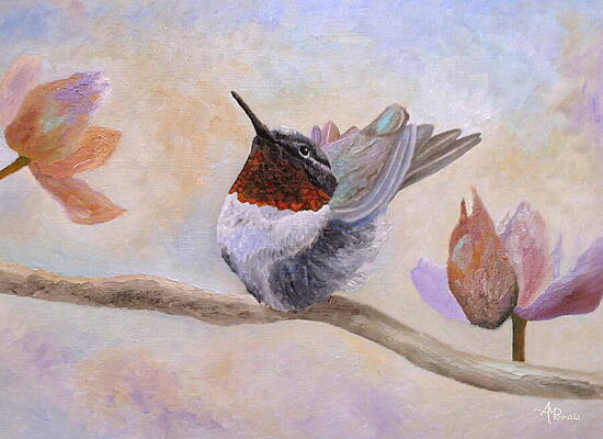 Hummingbird Resting on Branch Wall Art
