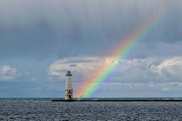 Great Lake Wall Art featuring the photograph Rainbow Lighthouse by Steve L'Italien