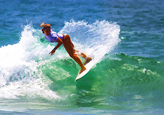 San Diego Wall Art featuring the digital art Rainbow Surf Day by Waterdancer