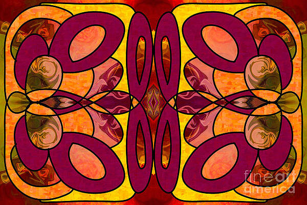 Wall Art featuring the digital art Raspberries And Peaches Abstract Art By Omashte by Omaste Witkowski