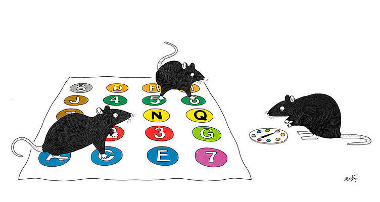 Mice Playing Board Game Wall Art