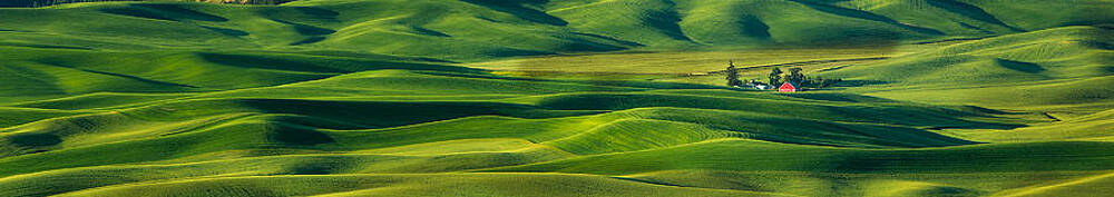 Spring Wall Art featuring the photograph Red Barn Panorama by Mary Jo Allen