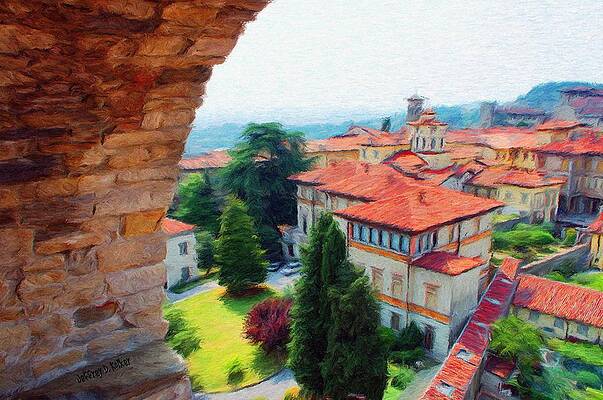 Building Wall Art featuring the painting Red Roofs by Jeffrey Kolker