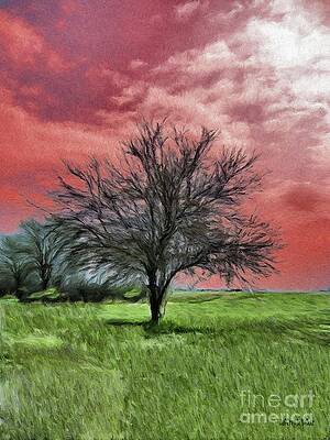 Wall Art featuring the painting Red Sky by Jeffrey Kolker