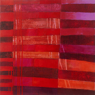 Vibrant Red Stripes Composition Wall Art