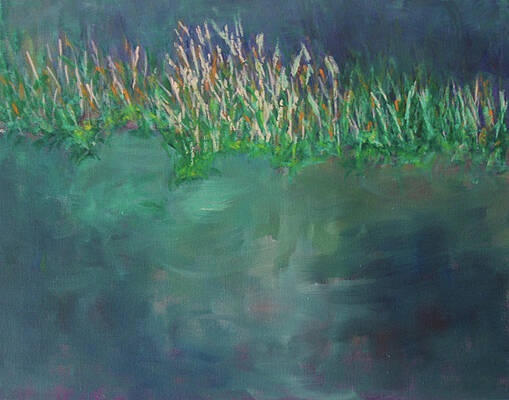 Landscape Painting - Reeds At Green Cay by Ellen Eschwege