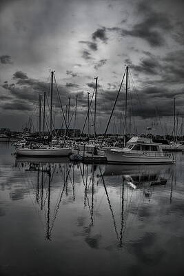 Reflection Photograph - Reefpoint Marina In Black And White by Dale Kauzlaric