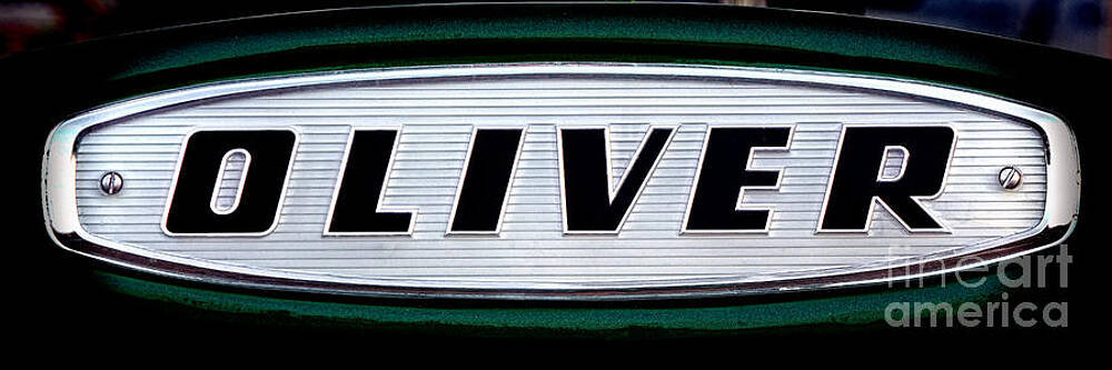 Copyright Photograph - Retro Oliver Tractor Nameplate by Olivier Le Queinec