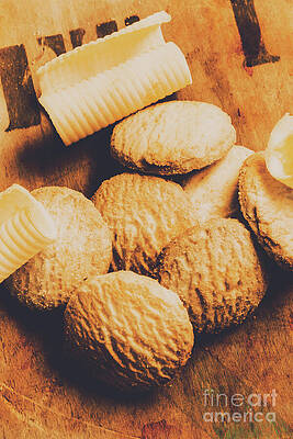 Rustic Photograph - Retro Shortbread Biscuits In Old Kitchen by Jorgo Photography