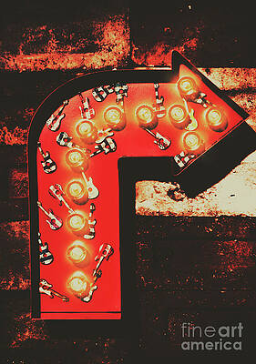 Neon Guitar Arrow Wall Art