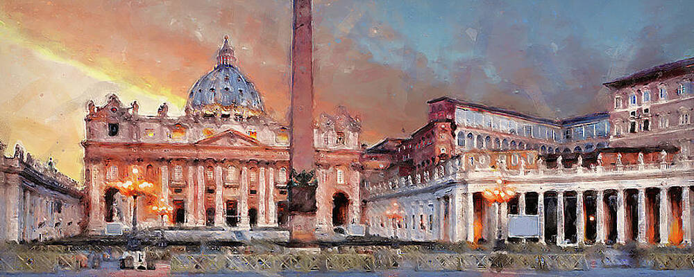 Landscape Painting - Rome And The Vatican City - 04 by AM FineArtPrints