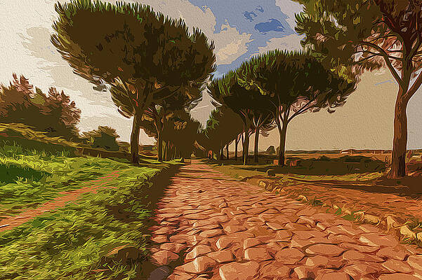 Historical Painting - Rome, Appian Way - 02 by AM FineArtPrints