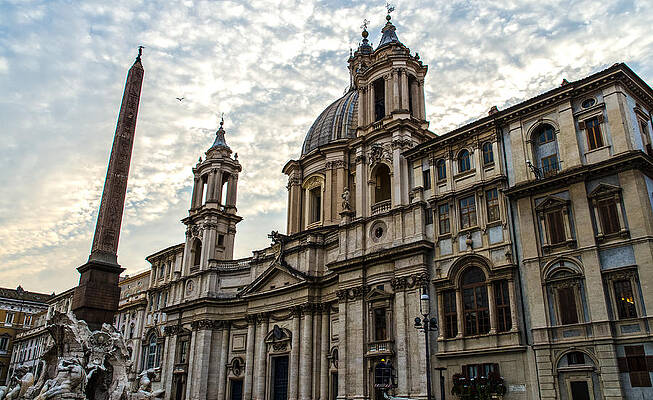 Architecture Photograph - Rome - Piazza Navona - A View 2 by AM FineArtPrints