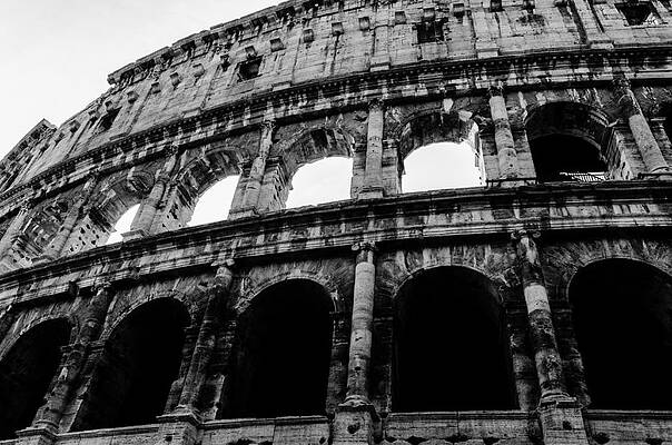 Architecture Photograph - Rome - The Colosseum BW by AM FineArtPrints