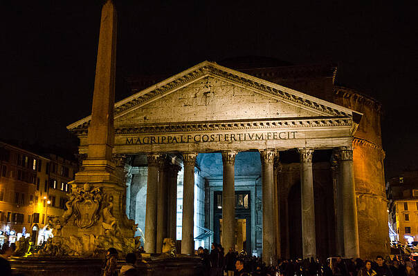 Architecture Photograph - Rome - The Pantheon At Night by AM FineArtPrints