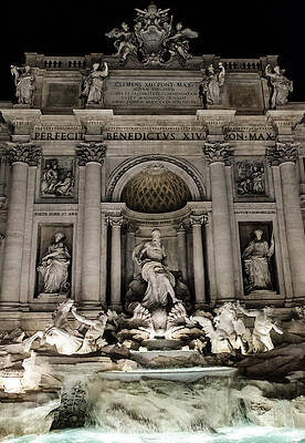 Architecture Photograph - Rome - The Trevi Fountain At Night 3 by AM FineArtPrints